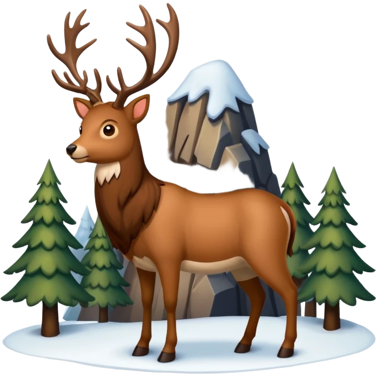 Ein Re das in einem Wald ist und es Schneit emoji