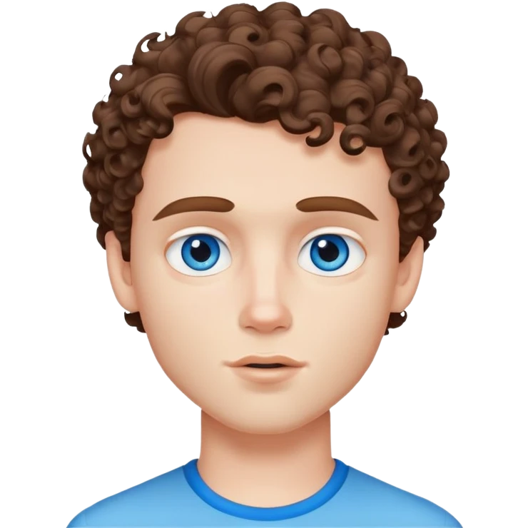 pretty bratz man, short curly brown hair, blue eyes, pale skin, defined jawline emoji