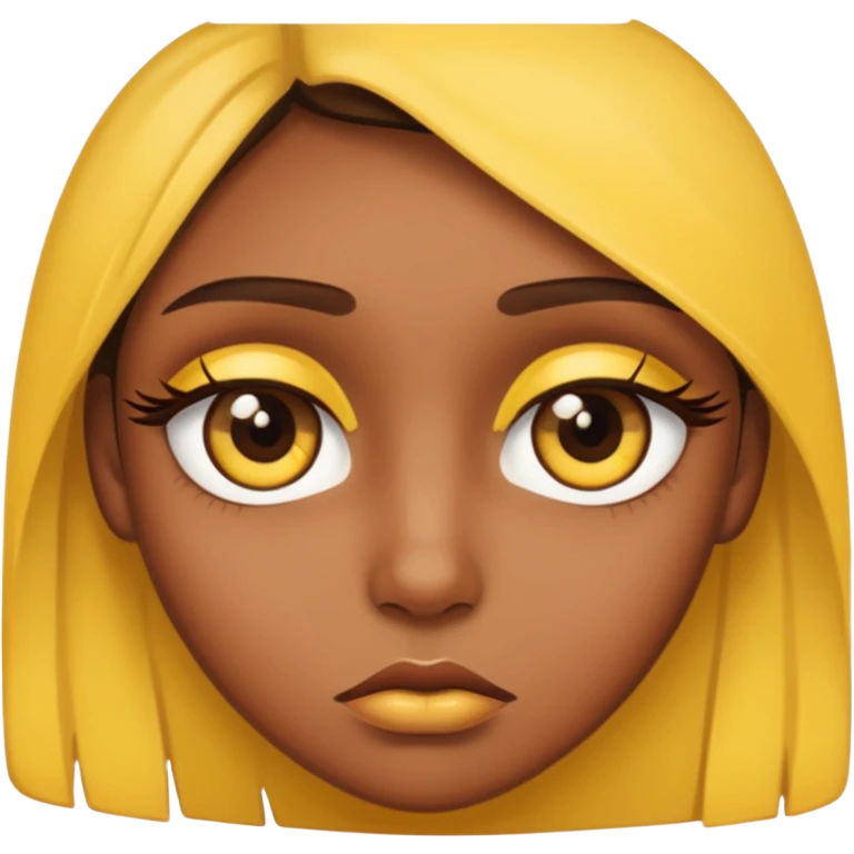 Make a sad eyes with browns on top of an eye using yellow emoji