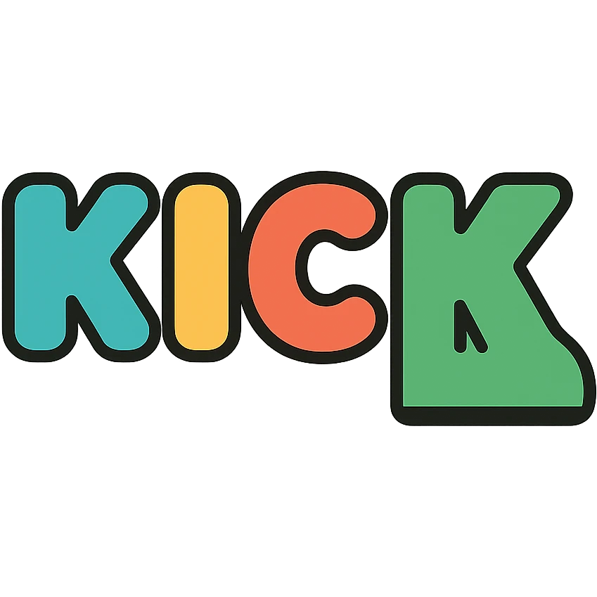 kick logo, playful, rounded shapes, friendly vibe, colorful and inviting emoji