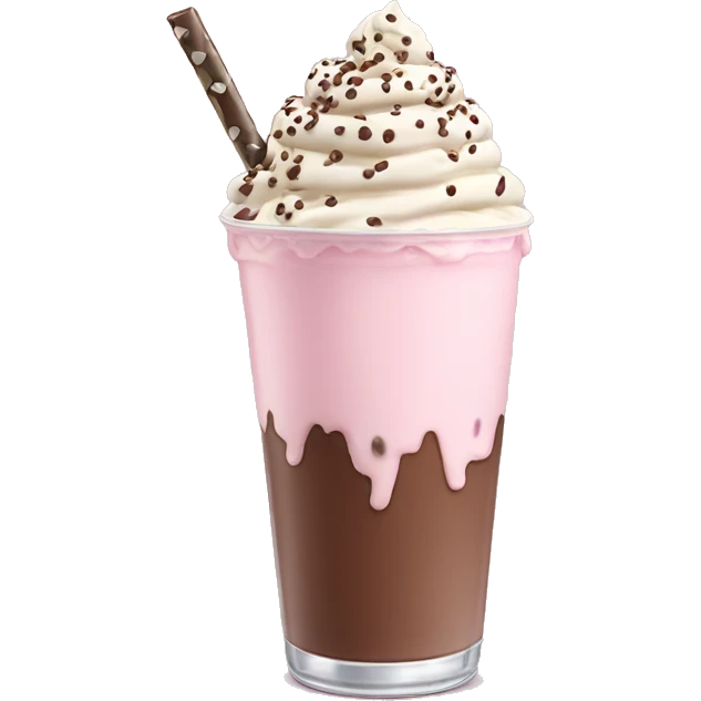 Light pink milkshake with cream and chocolate sprinkles emoji