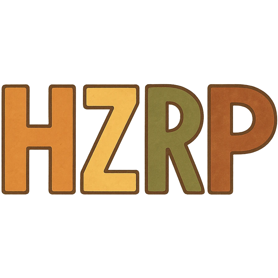 letters HZRP as a logo in distinct flat warm colors illustration style emoji