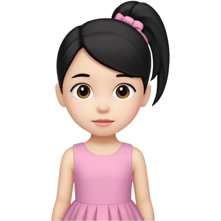 una chica pequeña con una cola color negro  de 4 años emoji