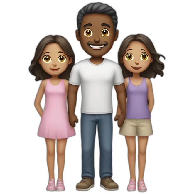 Man with two girls  emoji