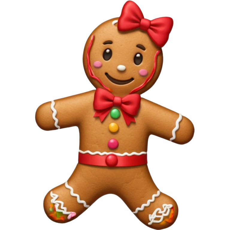 Gingerbread man with a red bow emoji