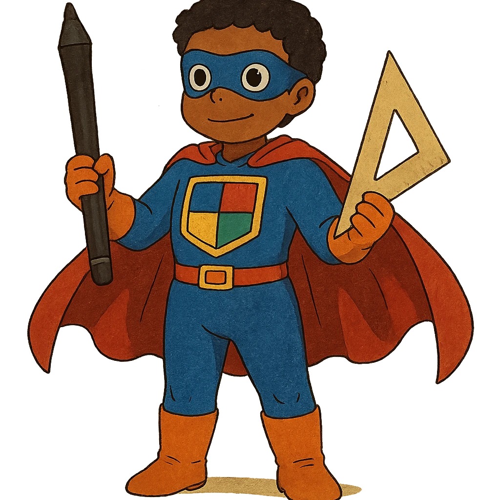 superhero character named Icon with a graphic designer theme emoji