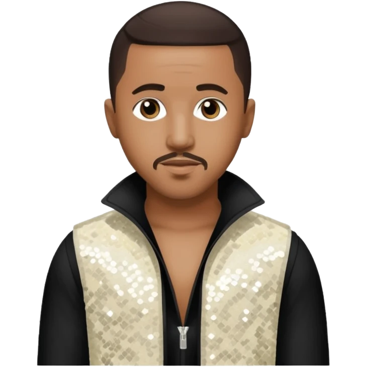 Marques Houston with dark brown hair, ivory sequin outfit emoji