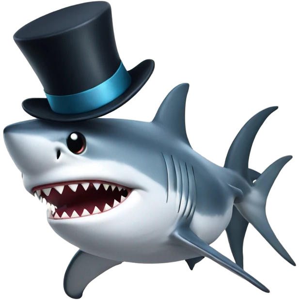 Shark with a top hat emoji