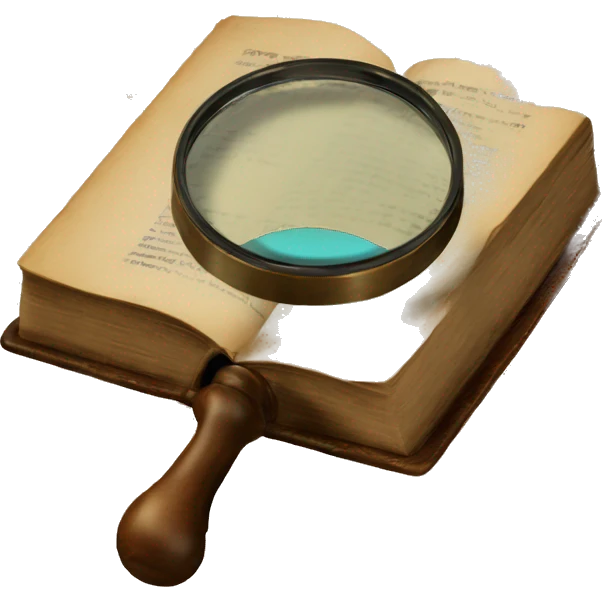 vintage book with magnifying glass emoji