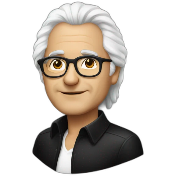 Al Bano with White hair and black t shirt emoji