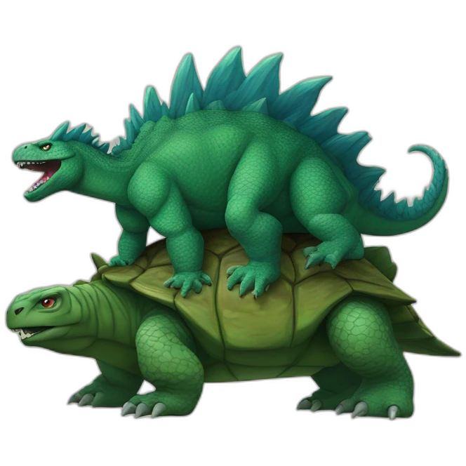 Godzilla sur le dos d’une tortue emoji