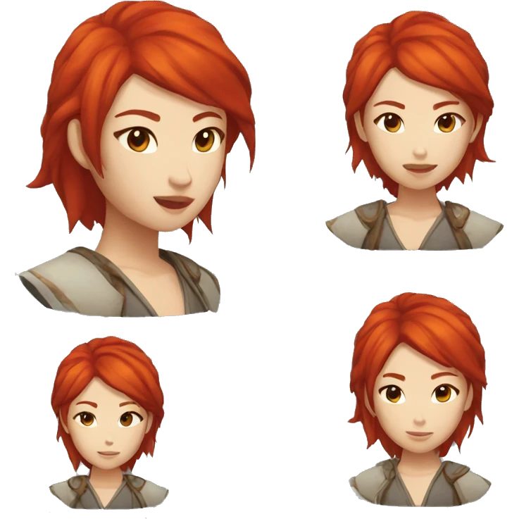 Female fire genasi Asian red hair emoji