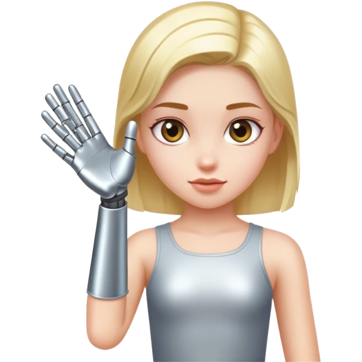 Girl with metallic arm emoji