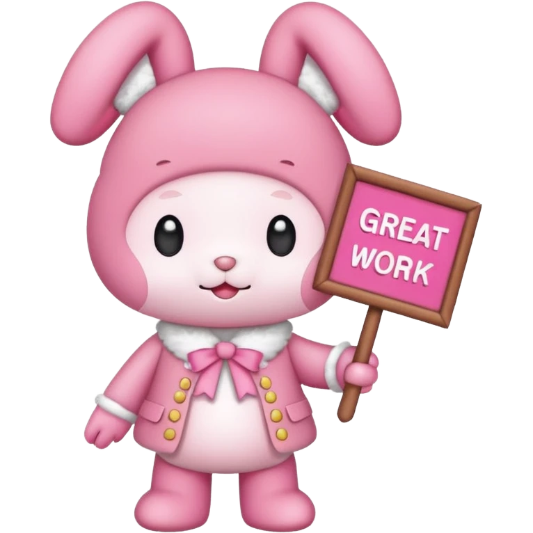 mymelody with sign that says great work emoji