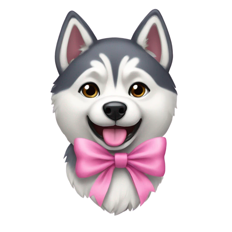 Husky with pink bow emoji
