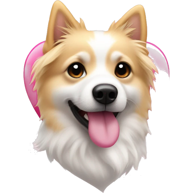 White and blonde spots spitz in a pink heart emoji