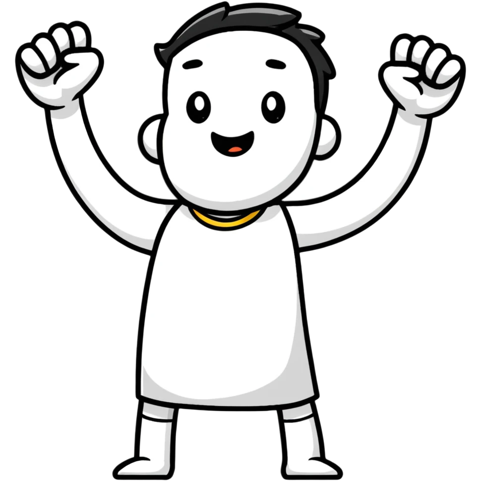 character celebrating victory with arms raised emoji