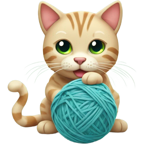 Cute cat playing with ball of yarn emoji