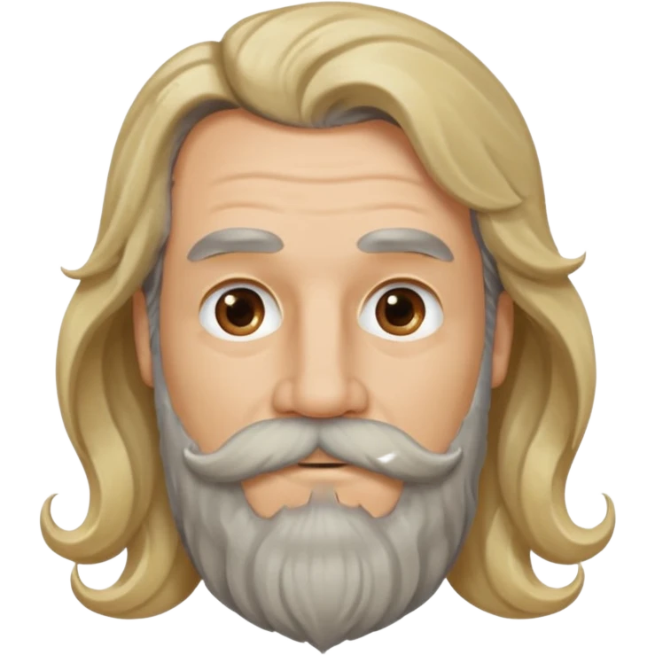 MID AGE MAN WITH LONG BLOND, GREY & bROWN WAVY HAIR; AND BROWN & GREY MOUSTACH AND BEARD emoji
