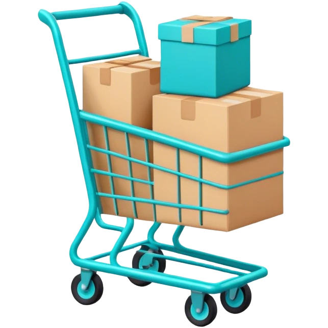 Online cart logo stuffed with boxes Turquoise colors emoji