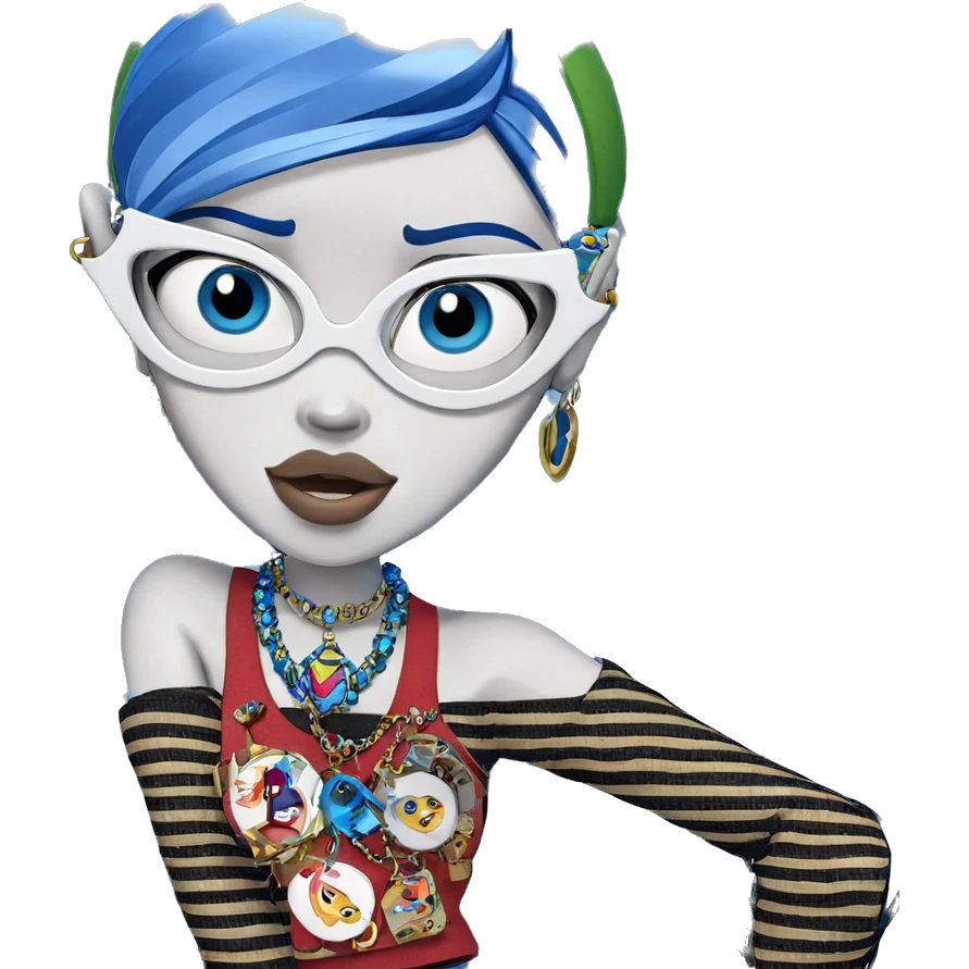 girl with blue hair and jewelry emoji