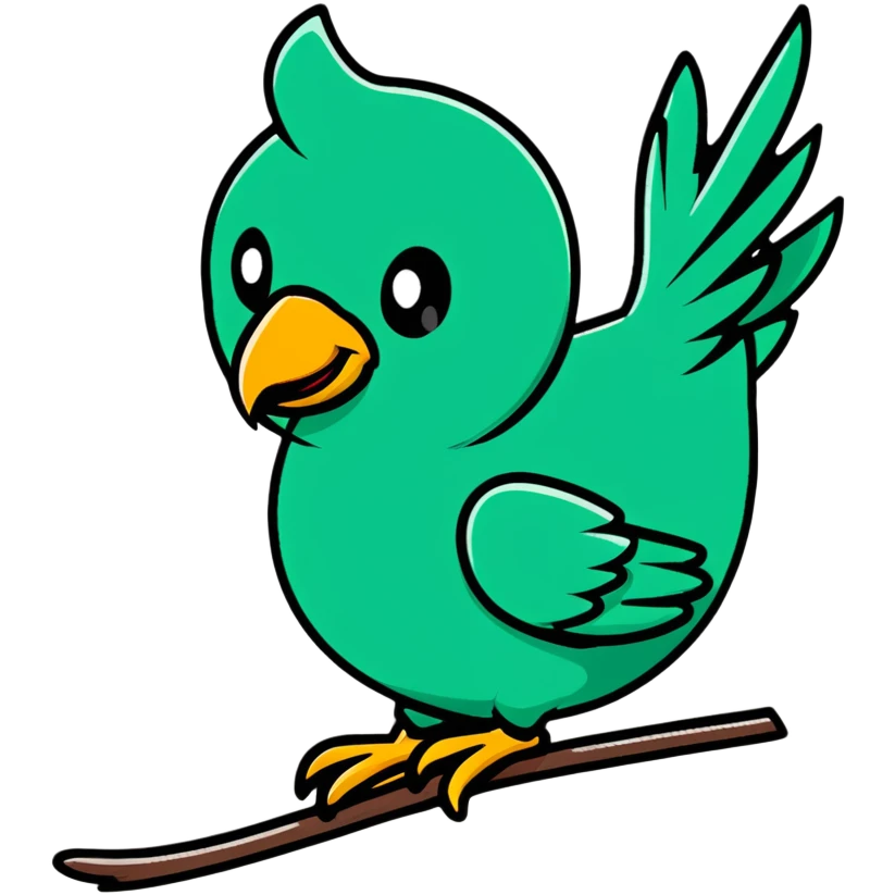 Minimalist Maya-style quetzal bird as message delivery symbol, white and deep green only, flat design with clean lines emoji