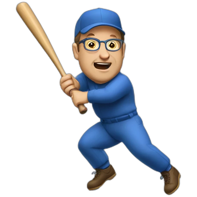 george costanza swinging bat blue background emoji