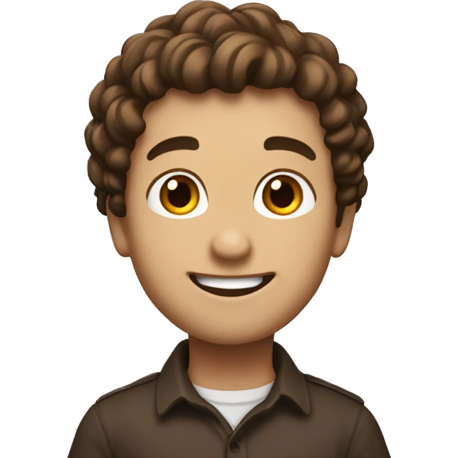 make me an emoji with a unique character that expresses joy whit brown-dark hair  and class  emoji