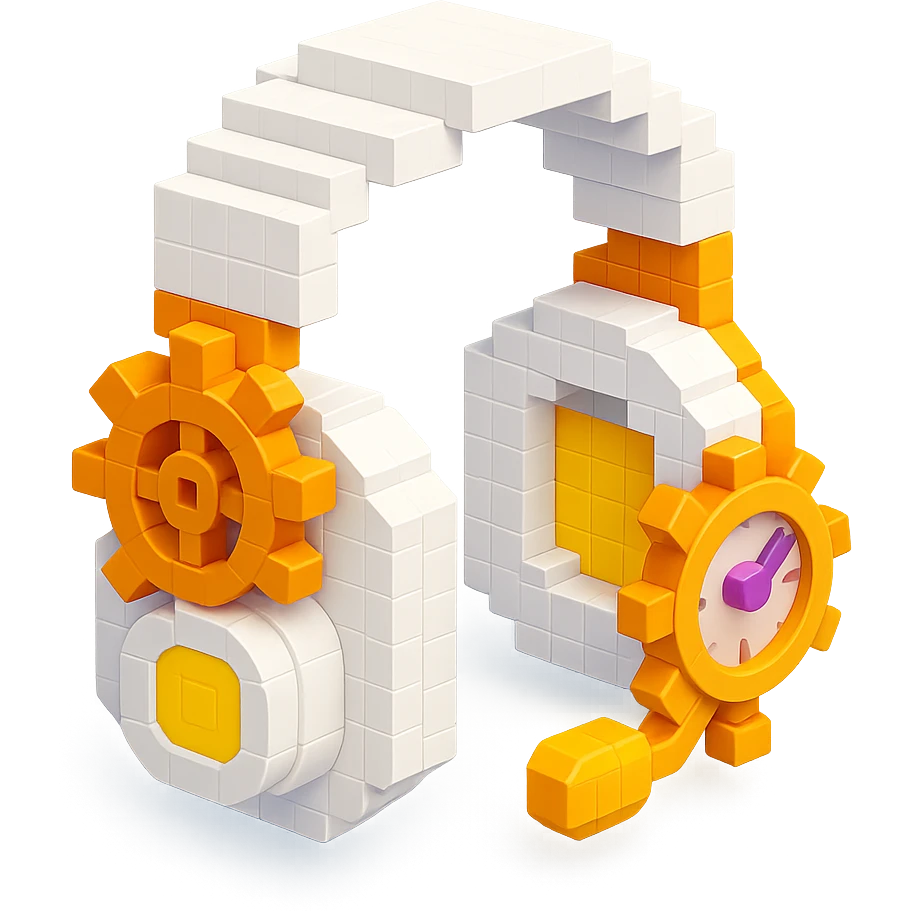 white Sony headphones with a steampunk twist emoji