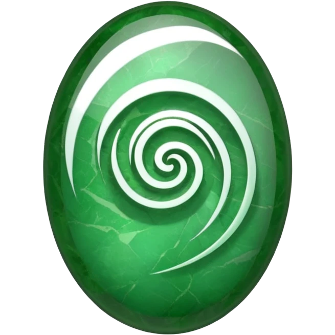 Oval green stone with a swirl on it emoji