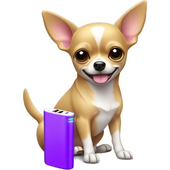 Chihuahua with purple powerbank emoji
