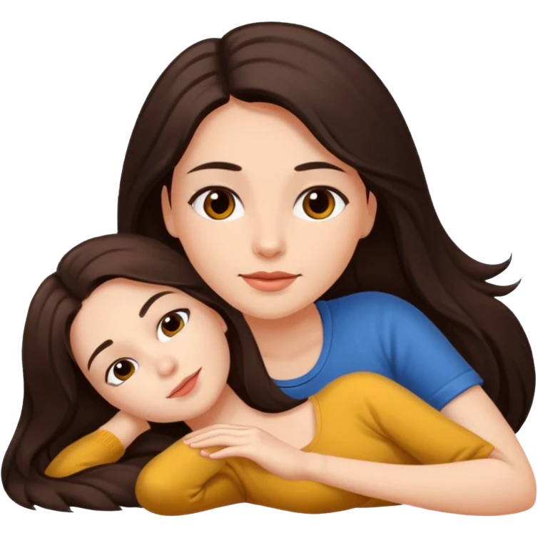 Mujer de pelo cafe oscuro y largo, y tez blanca. Se acuesta a dormir sola emoji