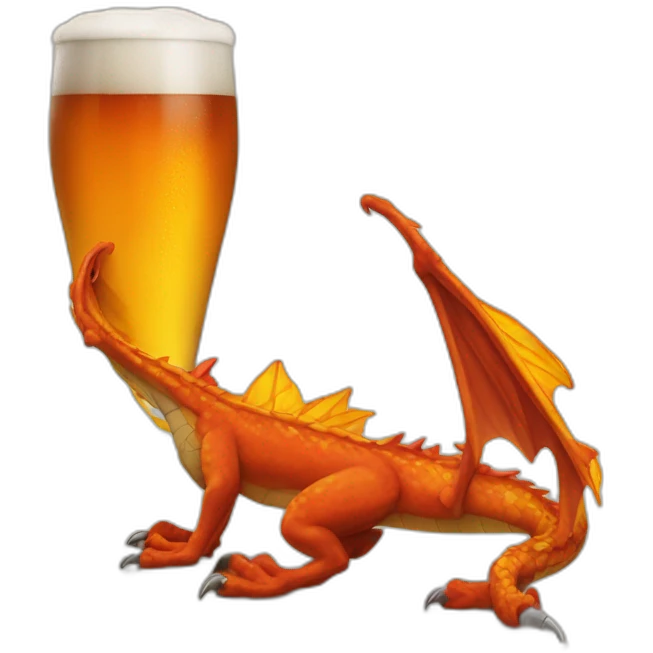 Dracaufeu buvant un bière emoji