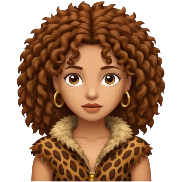 cavewoman with brown curly hair emoji