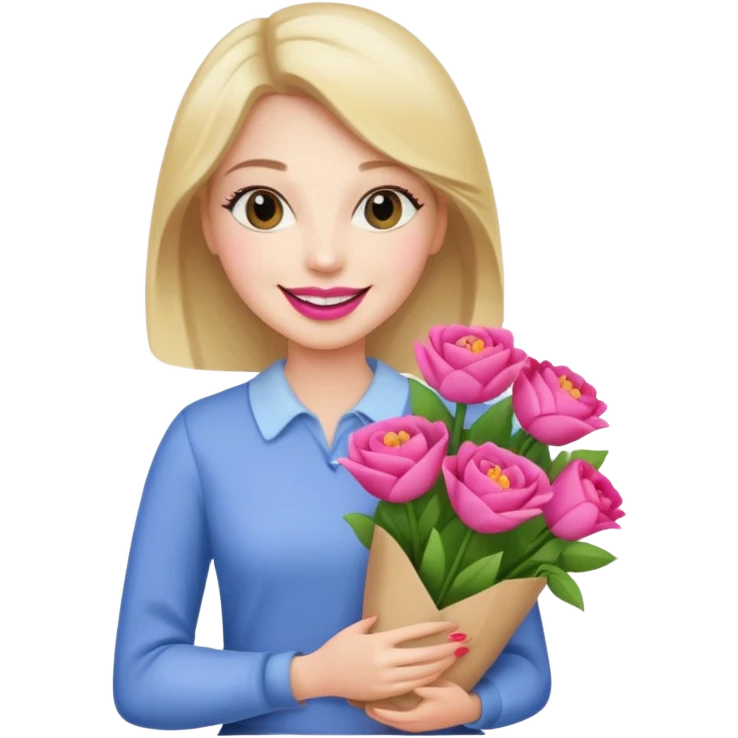 Shopper with flower bouquet emoji