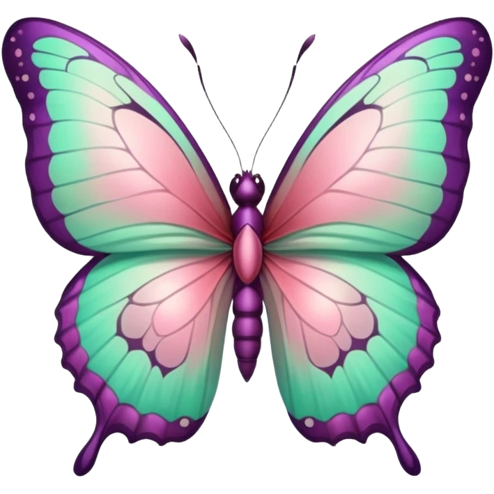 Beautiful mint green and warm rose lila butterfly with detailed wings emoji