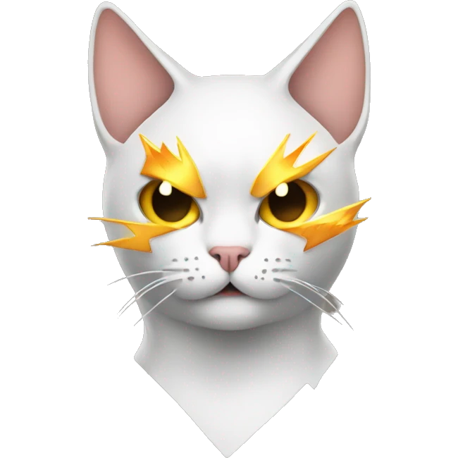 Cat head with Bowie lightning bolt emoji