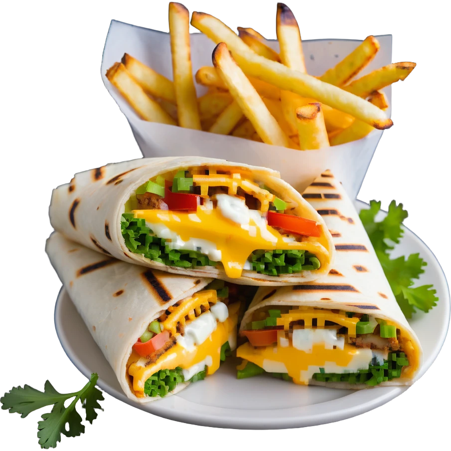 French tacos, grilled wrap with fillings, cheese, and fries emoji
