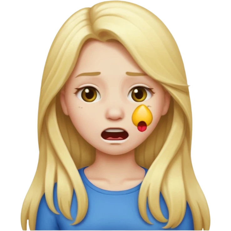 Blonde emoji girl but with long hair and it looks like she’s choking herself emoji