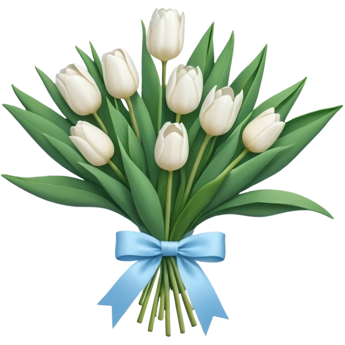 White tulips bouquet with light blue bow emoji