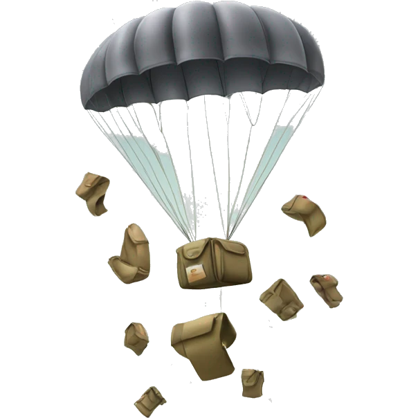 The letters raid under an army parachute falling from the sky emoji