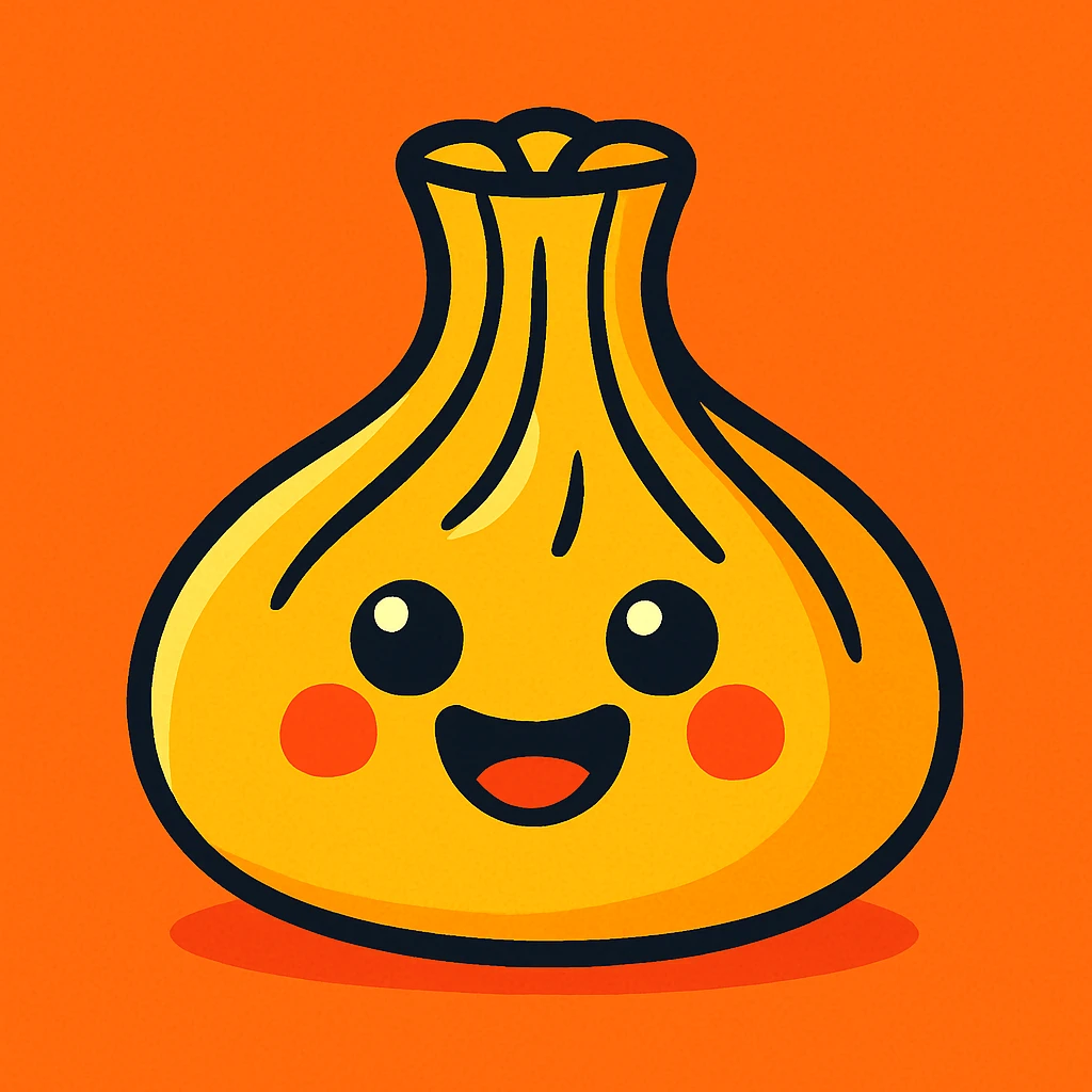khinkali dumpling with a smiling face, cartoon style, bright colors emoji