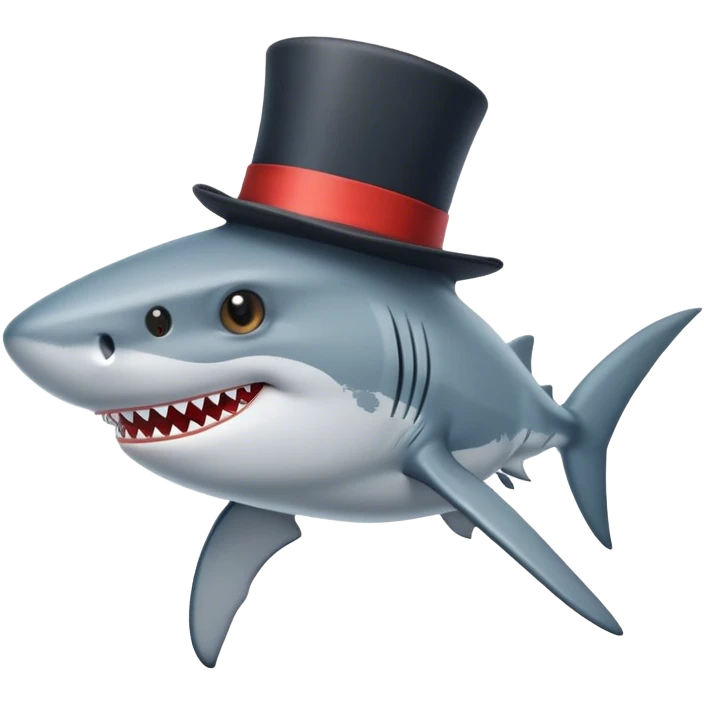 Shark with a top hat emoji