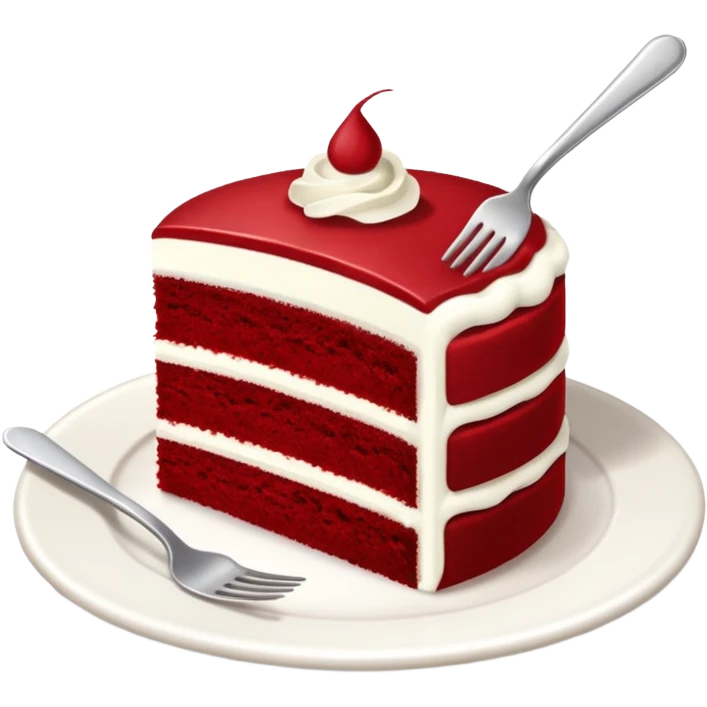 red velvet cake with fork and plate emoji