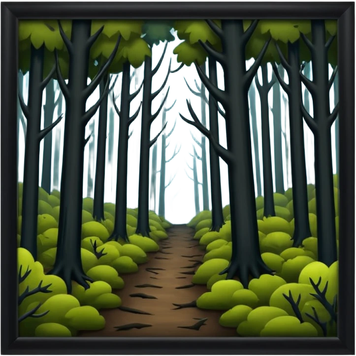 a dark, scary forest outside the fence emoji