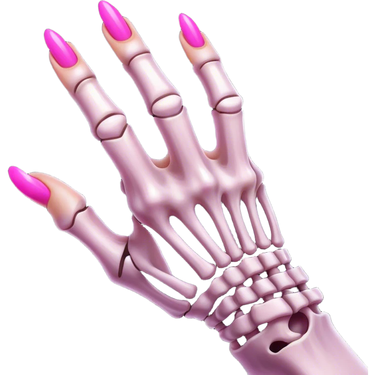 skeleton hand with long pink nails emoji