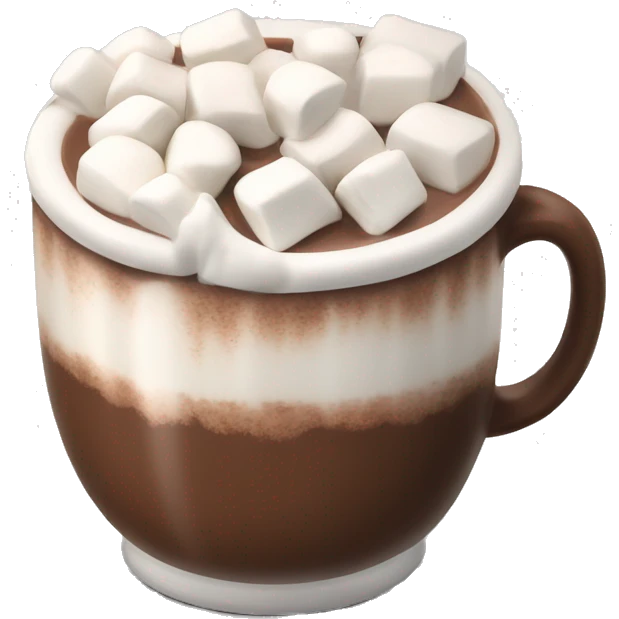 mug of hot chocolate with marshmallows and whipped cream emoji