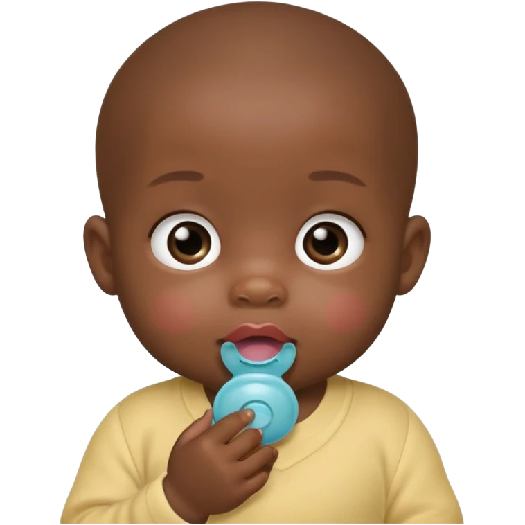 Black baby using pacifier blushing binky emoji