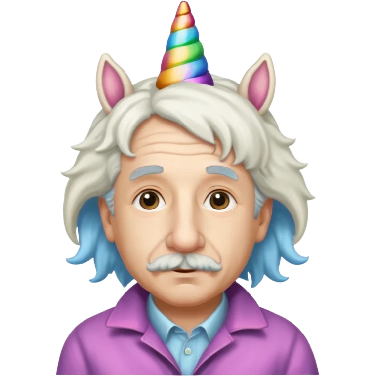 Albert Einstein Wearing an Unicorn hat emoji