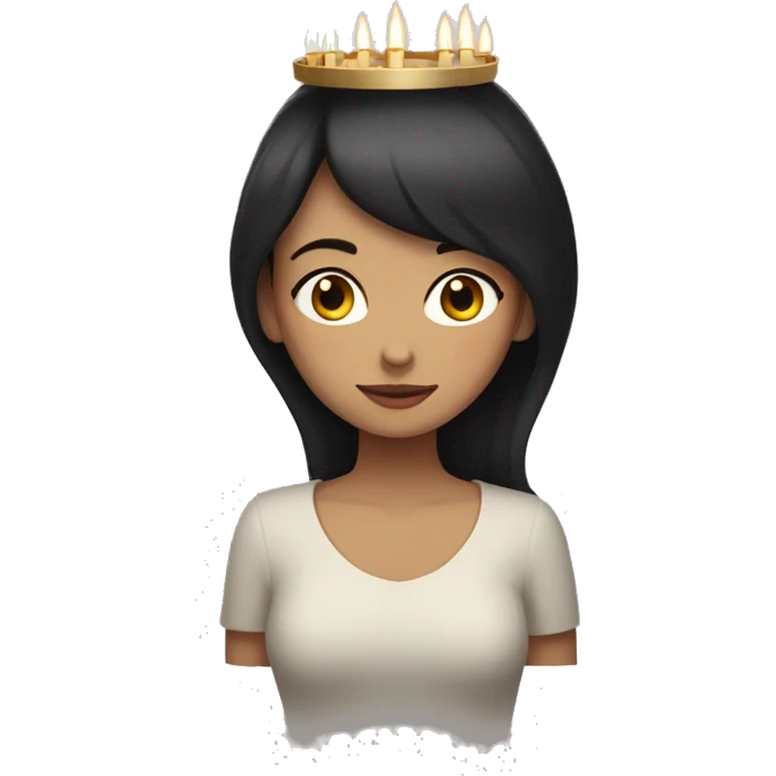 dark haired lucia with candles in her lucia crown emoji